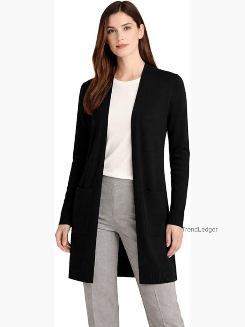 100% Pure Cashmere Long Cardigan with Pockets, Medium, Relaxed Fit